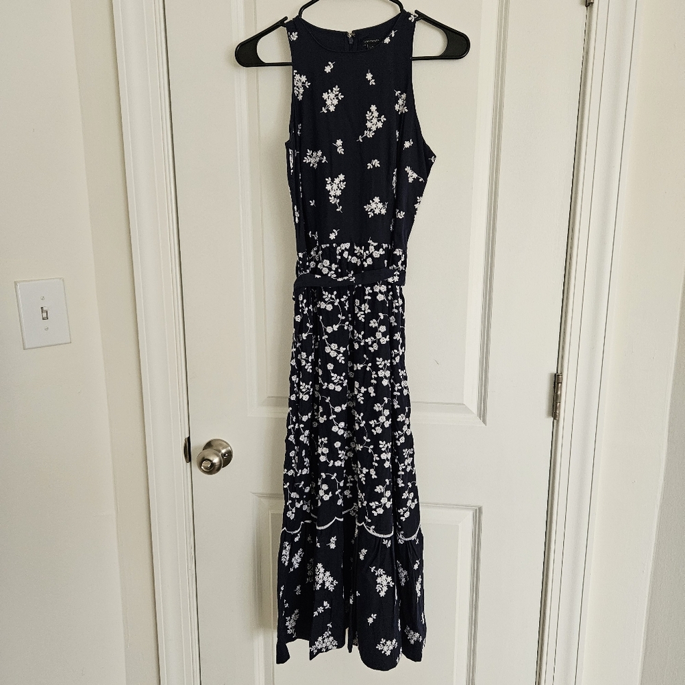 Ann Taylor Blue and White Floral Dress